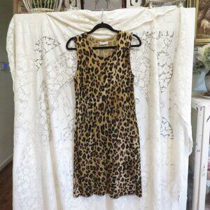 Gorgeous Calvin Klein Animal Print Midi Sheath Dress for Summer Large